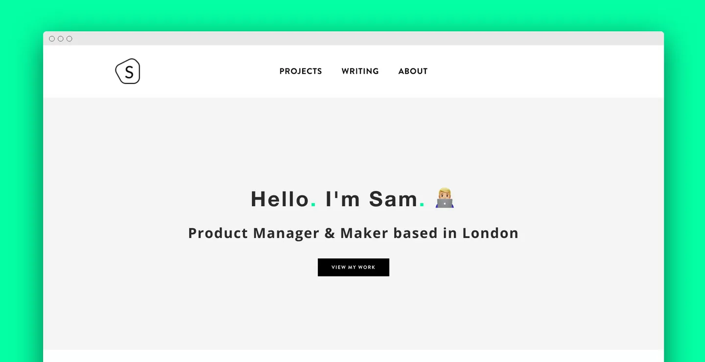 Sam Dickie Personal site example