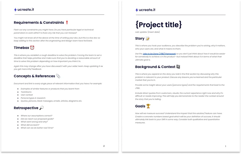 Product Management Brief Two-pager